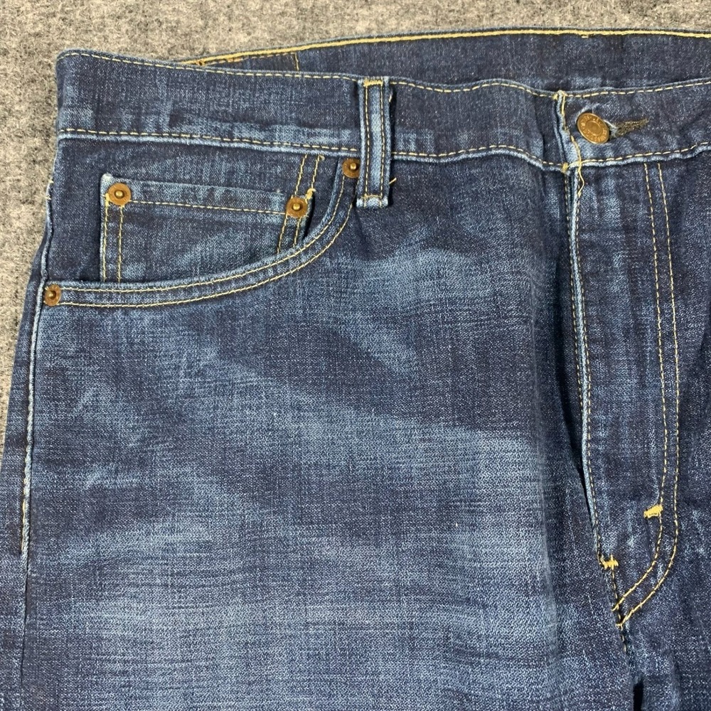 Levis 513 Slim Straight Jeans Mens 36x32 Blue Dark Wash Denim Casual Classic - Picture 6 of 13